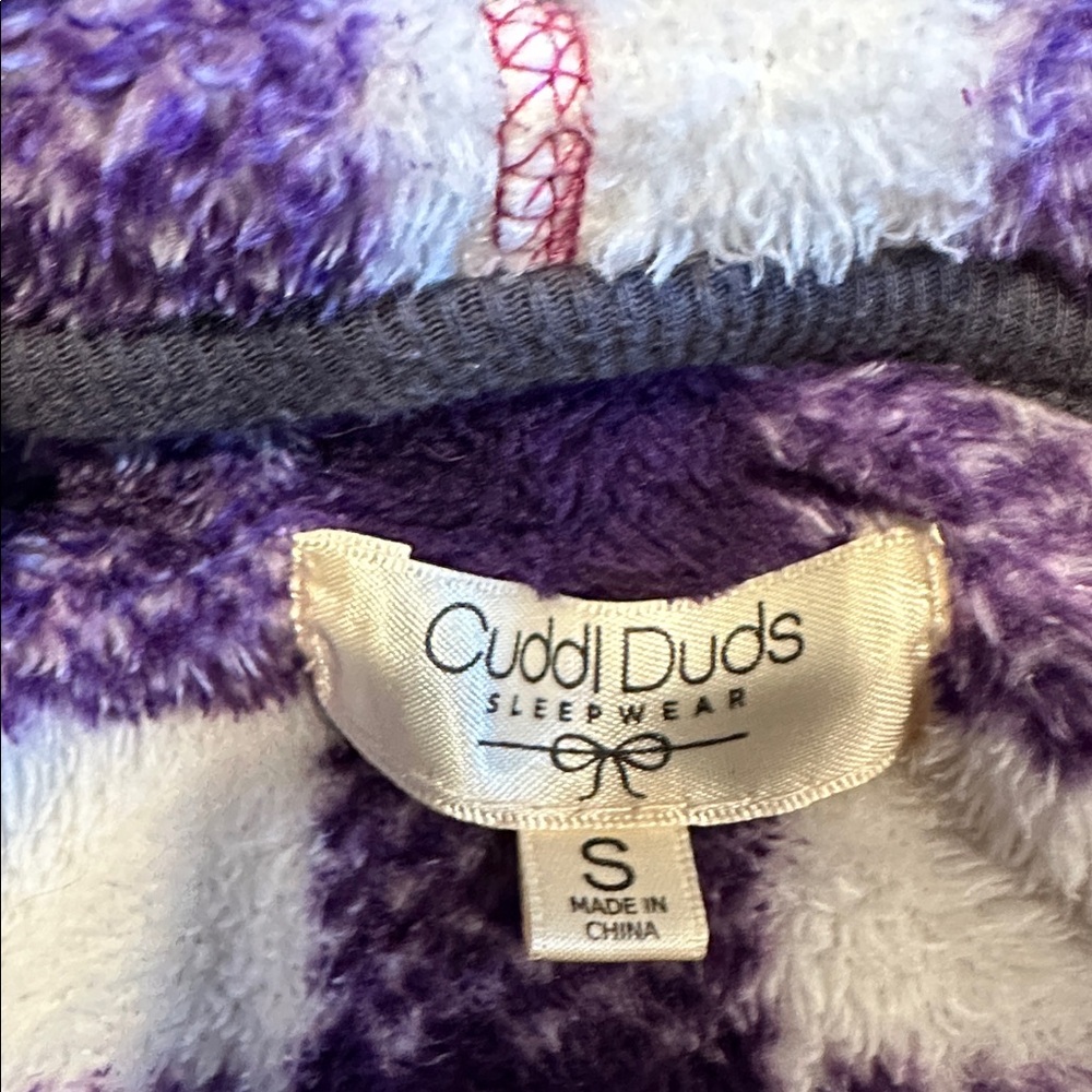 Cuddl Duds Purple and White Plaid Hooded Onesie - Picture 8 of 9